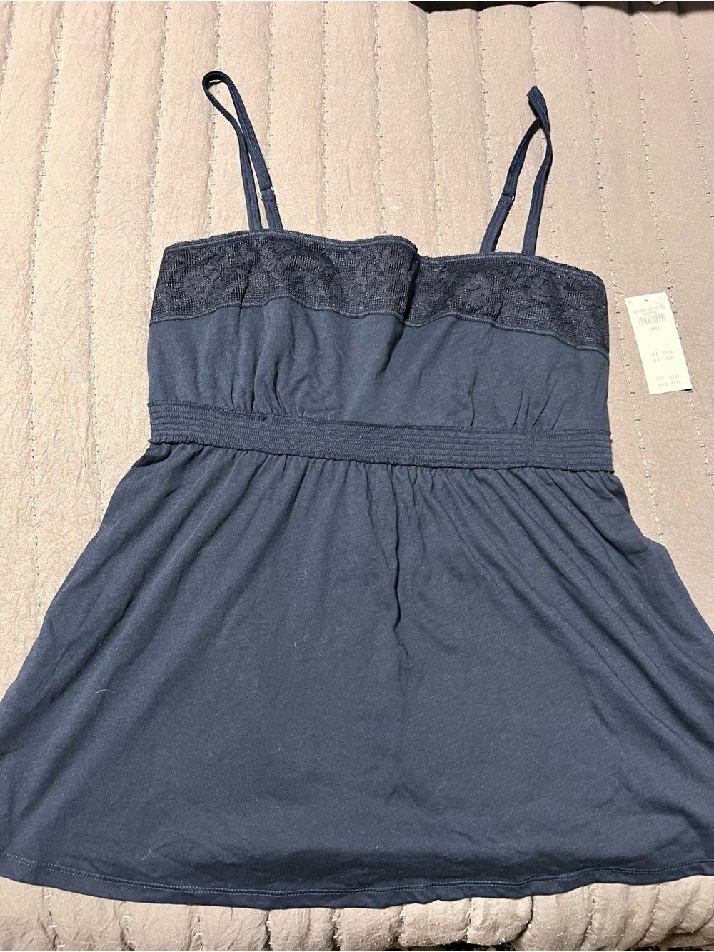 Hollister Women’s Navy Lace-Trim Babydoll Tank Top y2k collection